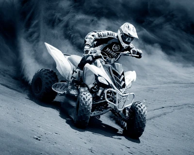 Dynamic ATV Rider in Action on a Dusty Terrain