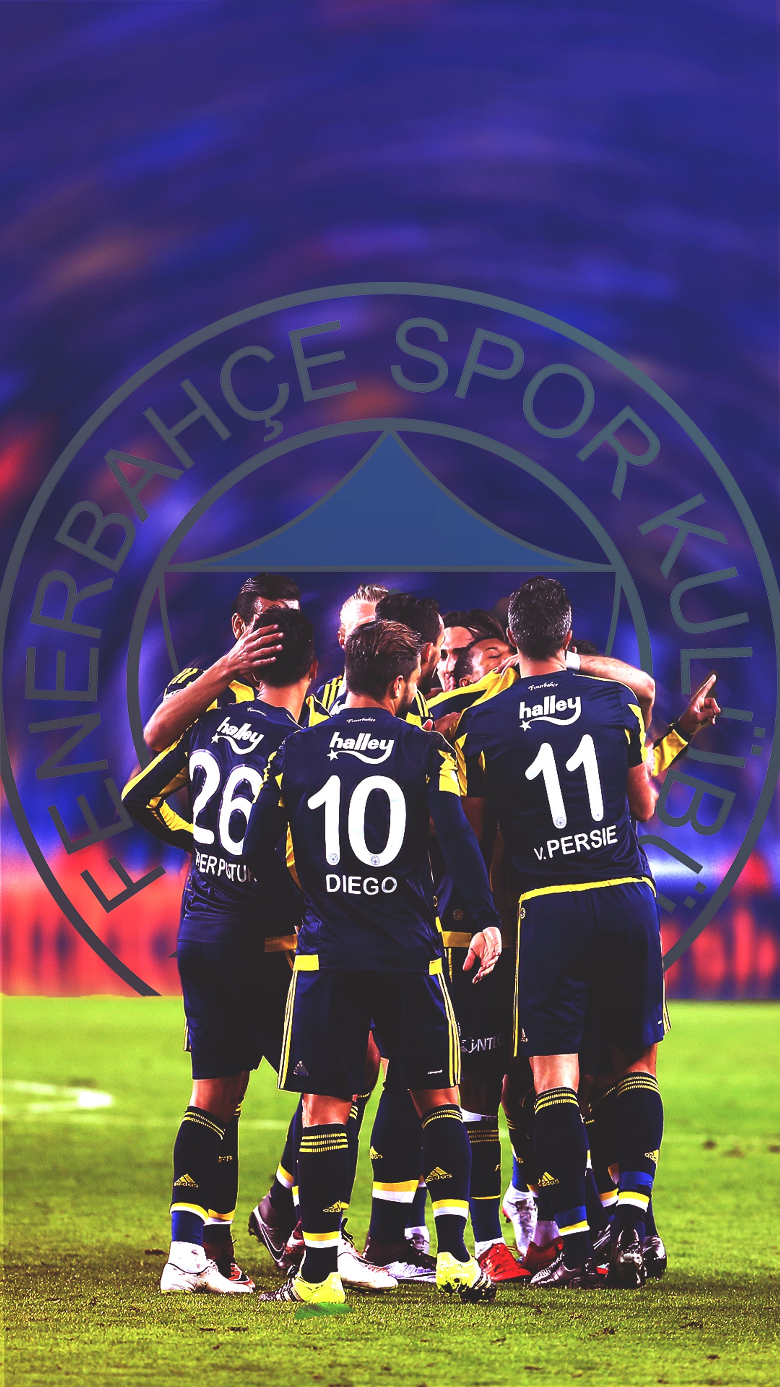 Imagen difusa de un grupo de futbolistas reunidos (alper, diego, en buyu, fenerbahçe, fenerbahce)