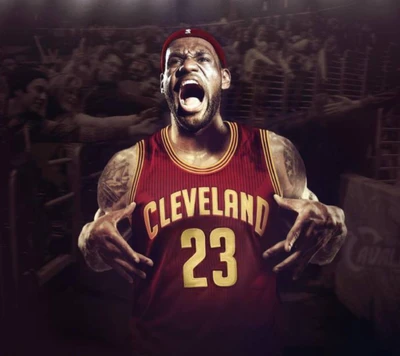 LeBron James feiert im Cleveland Cavaliers Trikot