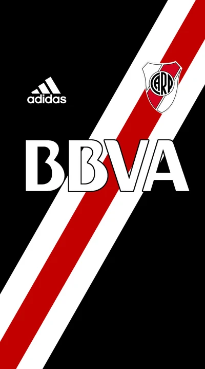 Design de maillot de River Plate avec les logos de BBVA et Adidas