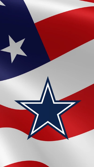 Dallas Cowboys Emblem auf dem Hintergrund der amerikanischen Flagge