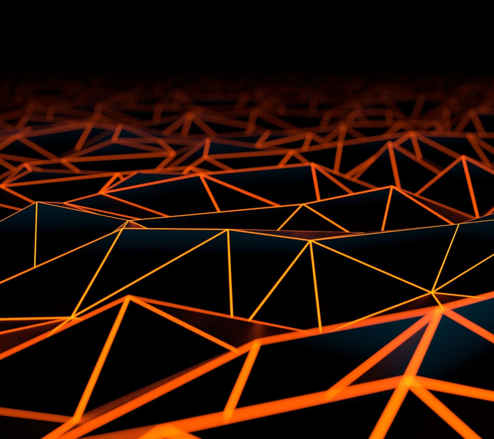 Un primer plano de un fondo negro con líneas naranjas (3d, abstracto, fondo, negro, geométrico)