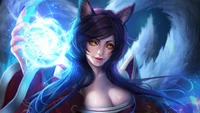 ahri, lol, video game, league of legends, orb wallpaper