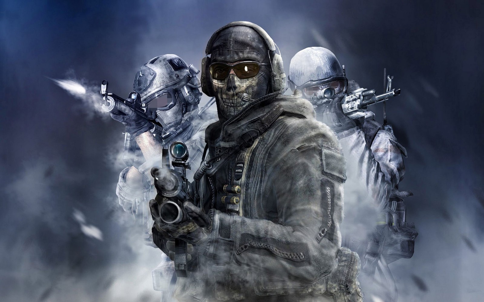 A close up of a person holding a gun in a cloudy sky (call of duty ghosts, call of duty modern warfare 2, call of duty black ops, call of duty, soldier)