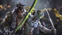 hanzo, genji, overwatch, video game wallpaper