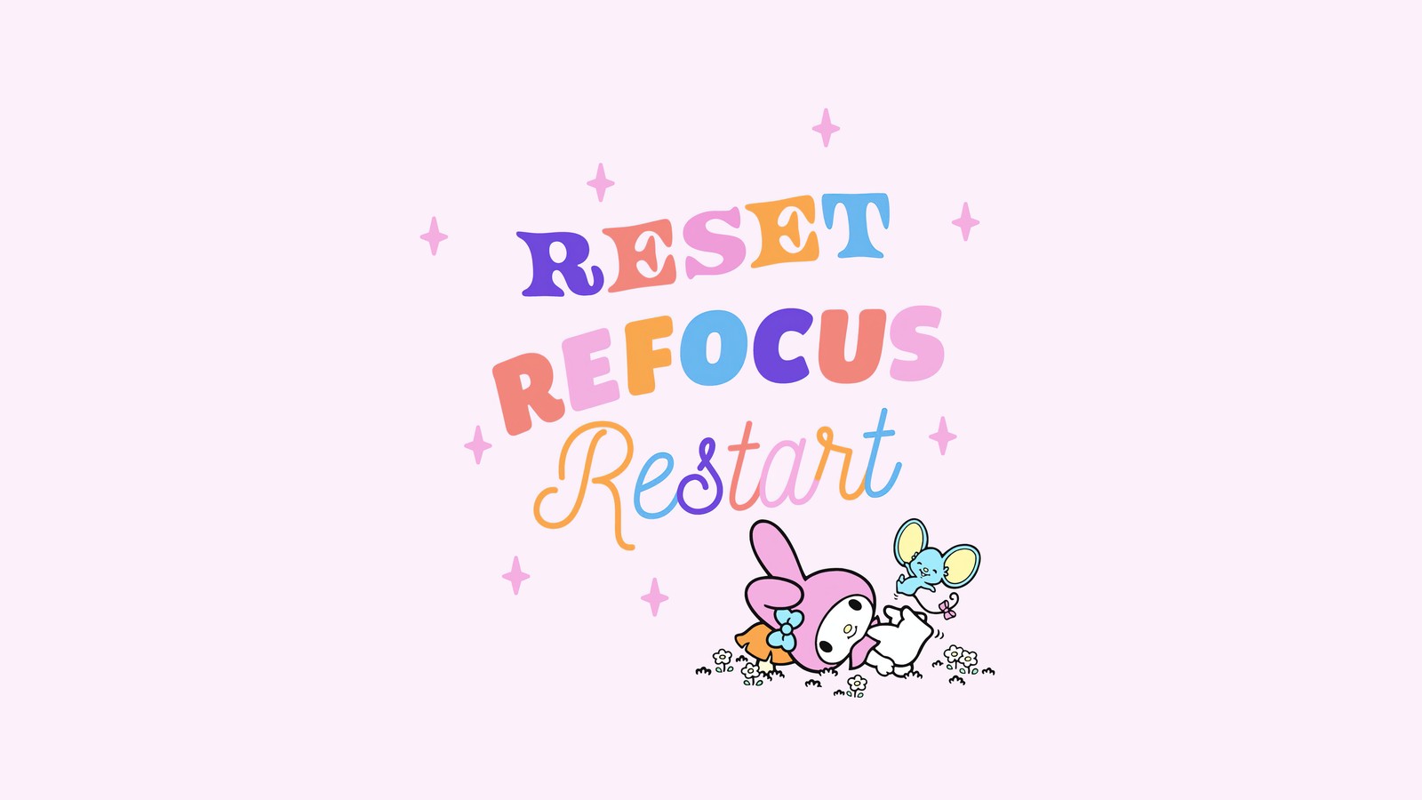 Um close em um personagem de desenho animado com um unicórnio em um fundo branco (reset, reiniciar, foco, my melody, sanrio)