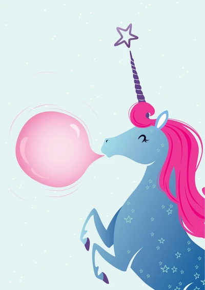 unicornio, ilustración, dibujo, caricatura, rosa