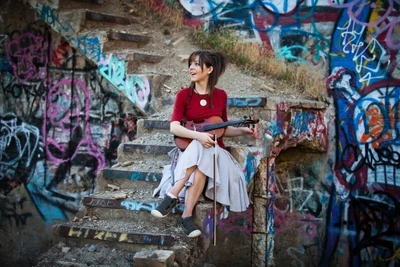 lindsey stirling, violon, art, graffiti, art de rue