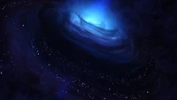 Nébuleuse majestueuse en bleu électrique : Une vue cosmique de la galaxie