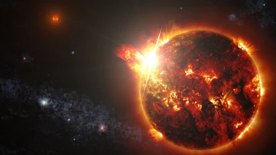 Exoplanète ardente dans un paysage cosmique