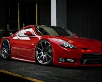 Sleek Red Sports Car in Urban Setting