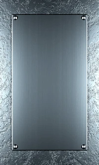 Brushed Steel Plate on Abstract Blue Background