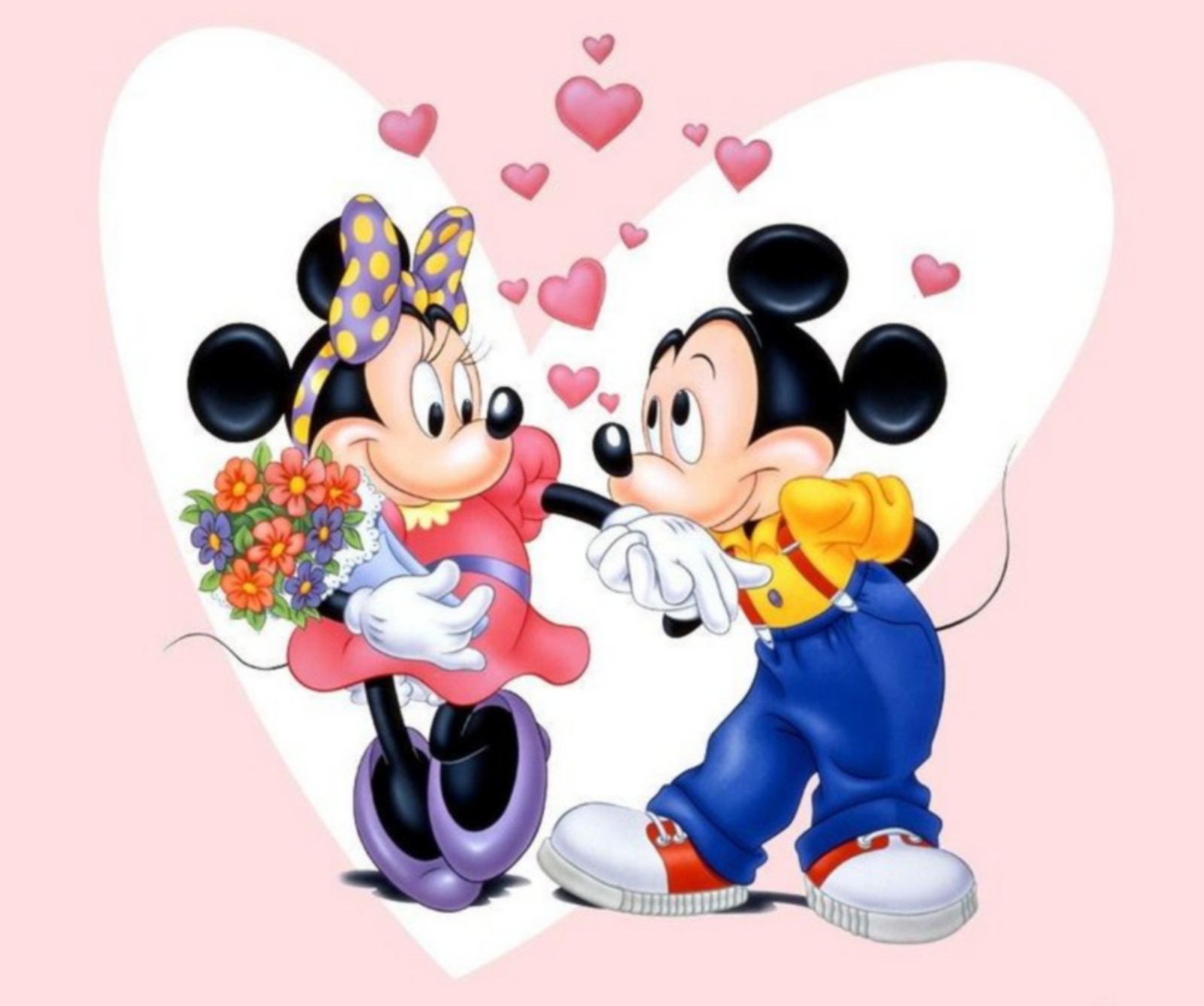 Скачать обои дисней, disney, сердца, lovecouple, микки маус