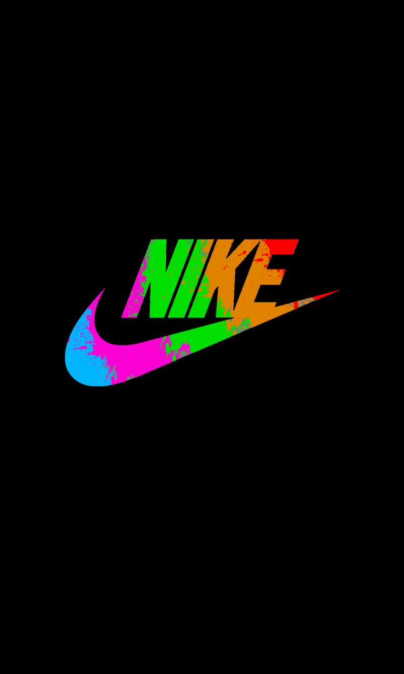 Крупный план цветного логотипа nike на черном фоне (аниме, anime, чёрный)