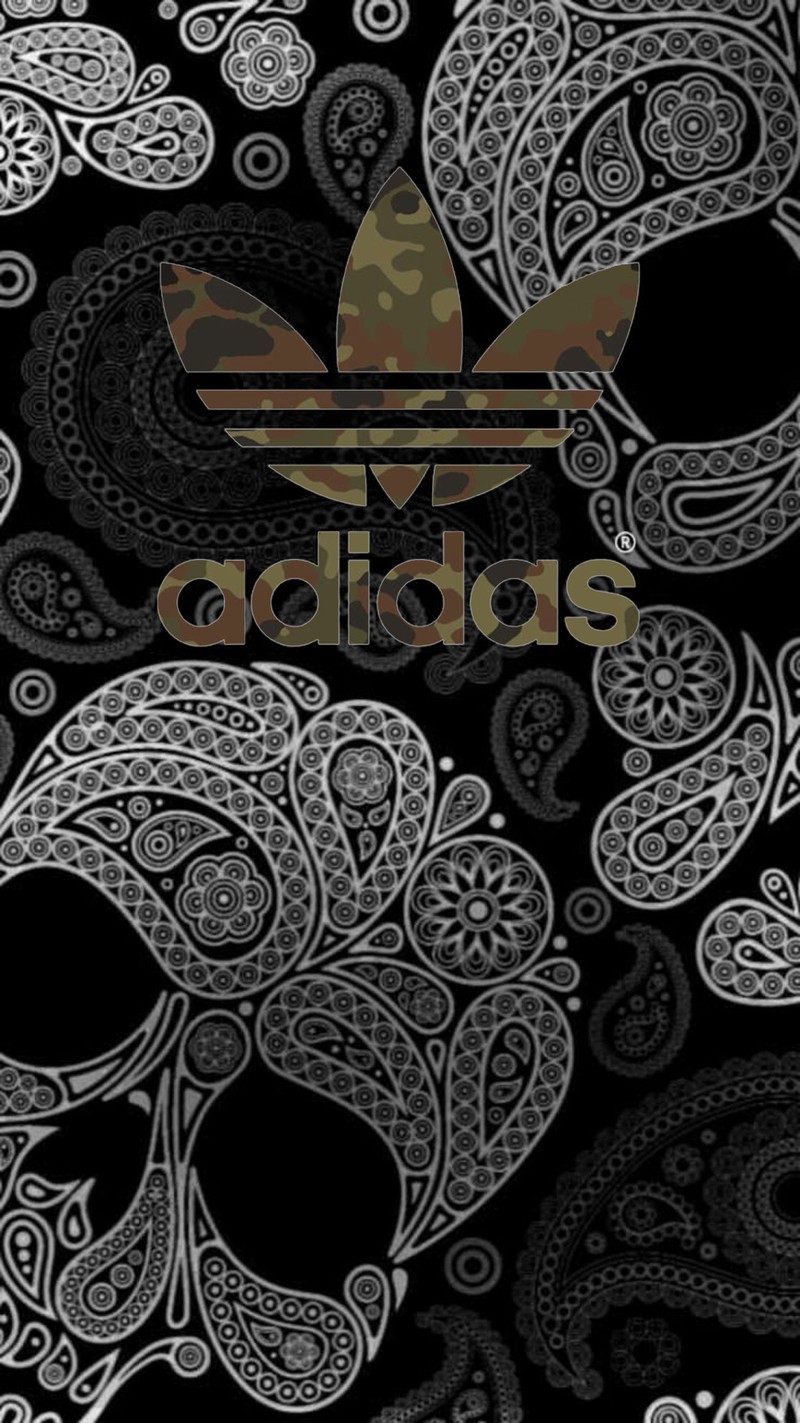 Обои adidas (чёрный, камуфляж, череп, сахар, supreme)