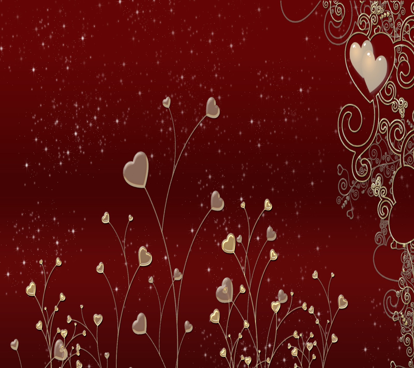 Valentine's day background with hearts and vines (love, wallpaper)