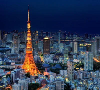 Tour de Tokyo illuminée contre le ciel nocturne