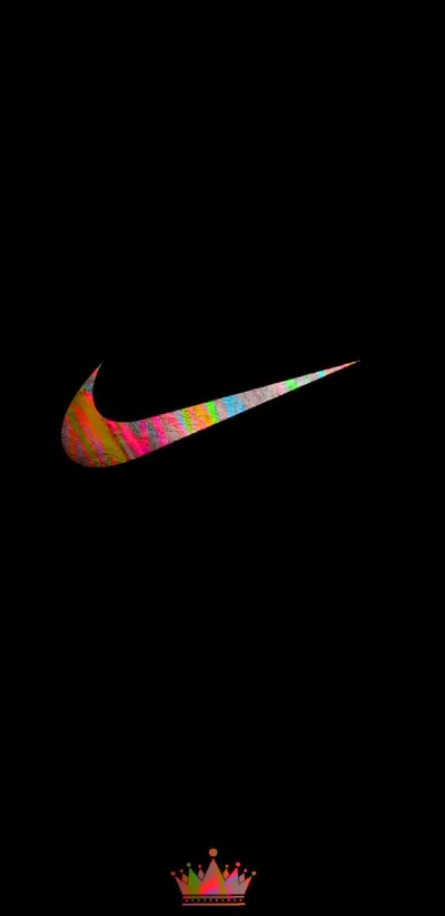 Swoosh colorido da Nike em fundo preto