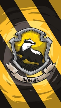 Blason de Lufa-Lufa avec blaireau sur des rayures jaunes et noires audacieuses