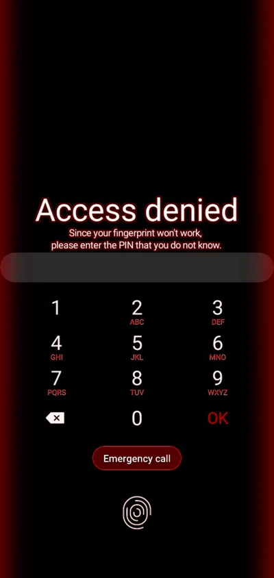 Access Denied: Fingerprint Lock Screen with PIN Prompt