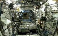 Interior of the International Space Station: A Hub of Advanced Engineering and Scientific Research.