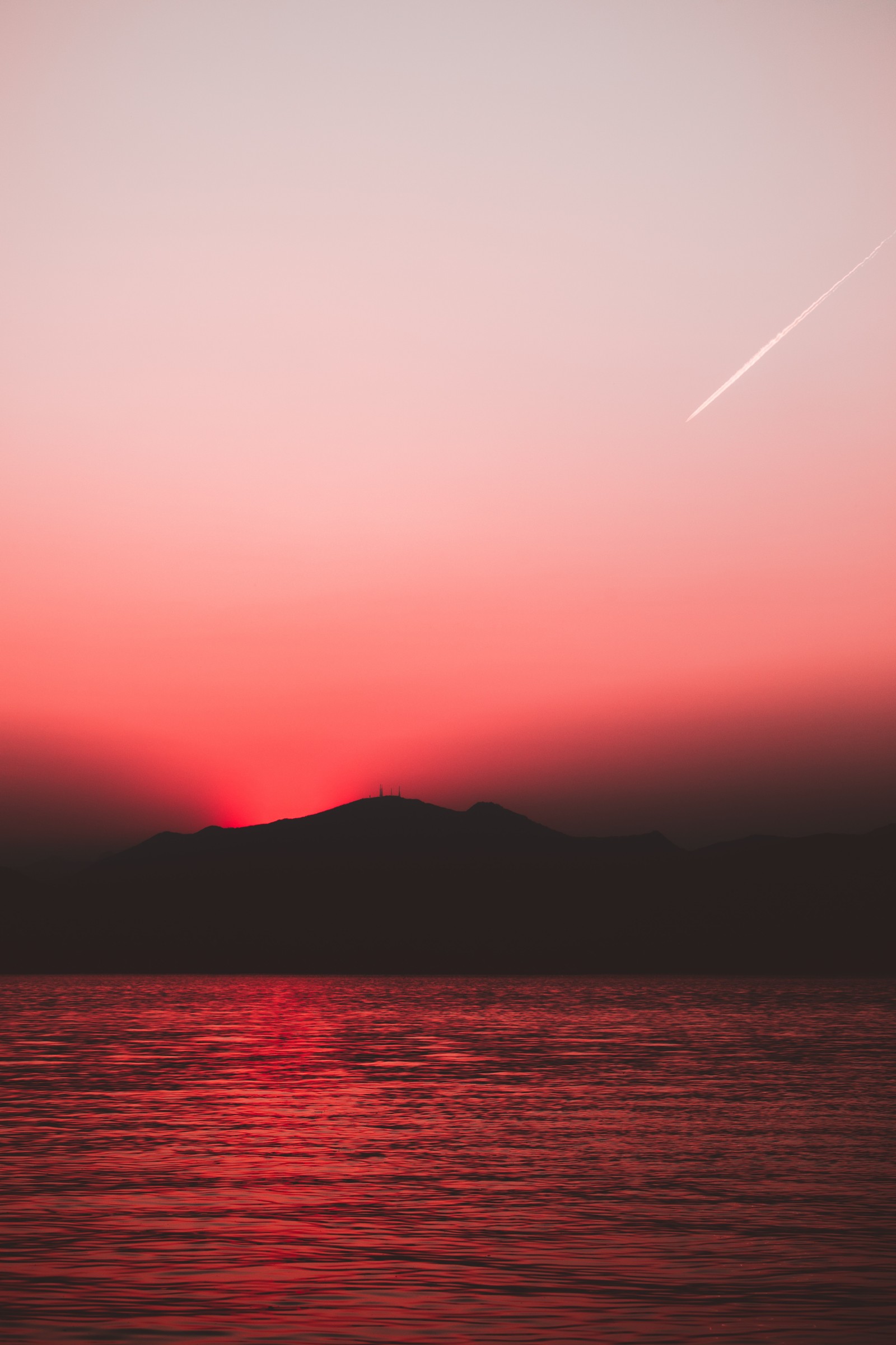 horizon, afterglow, red, sunset, sea wallpaper