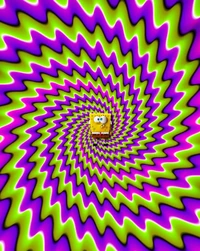 SpongeBob in a Colorful Psychedelic Spiral Background