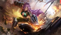 Donzela de combate Masha em ação: Cena épica de Mobile Legends