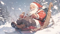 santa, claus, sleigh, christmas, holiday wallpaper