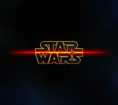 Ikonisches "Star Wars"-Logo vor einem kosmischen Hintergrund.