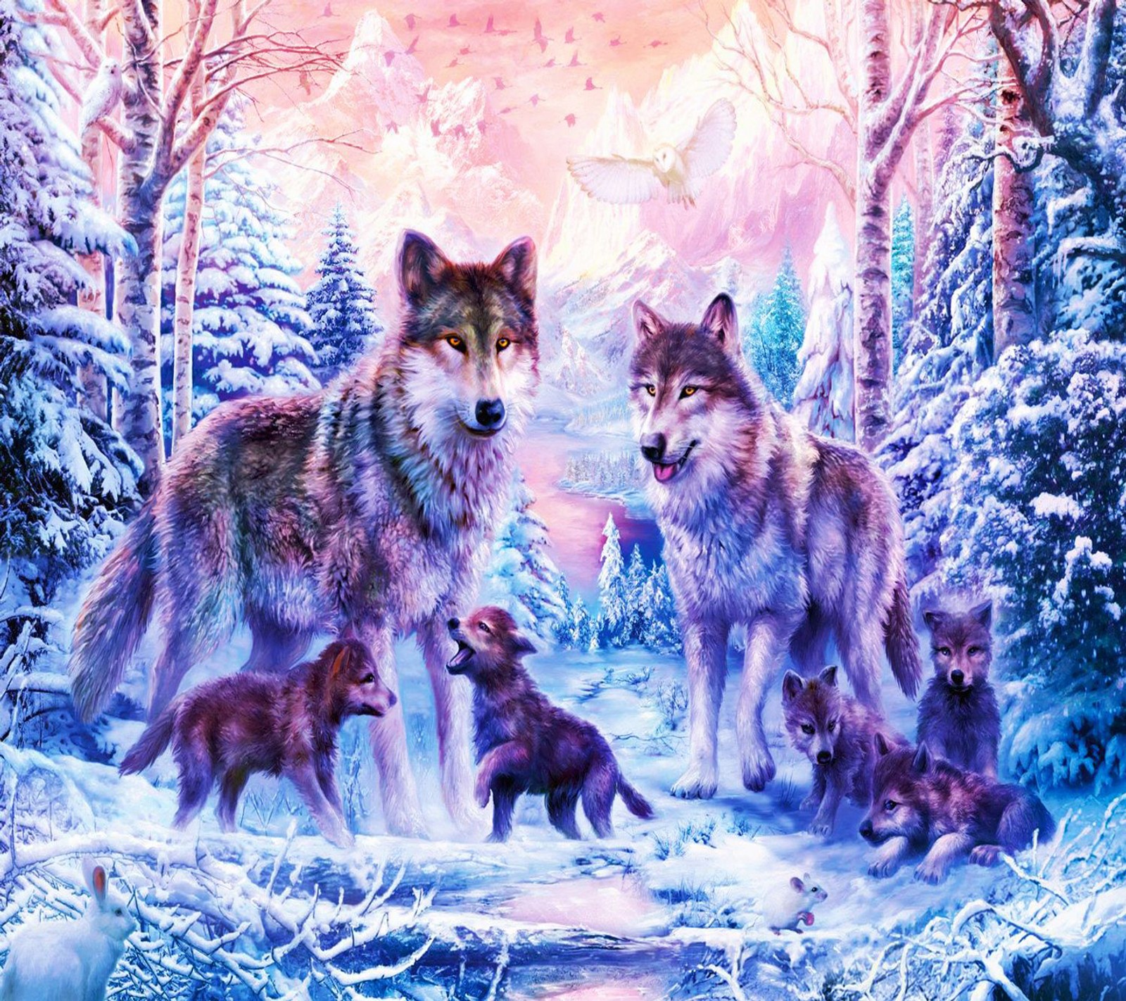 Lade winter, der wolf Hintergrund herunter