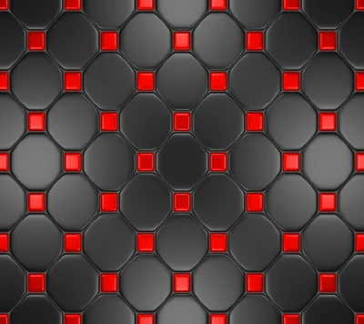 Abstract Red and Black Hexagonal Pattern