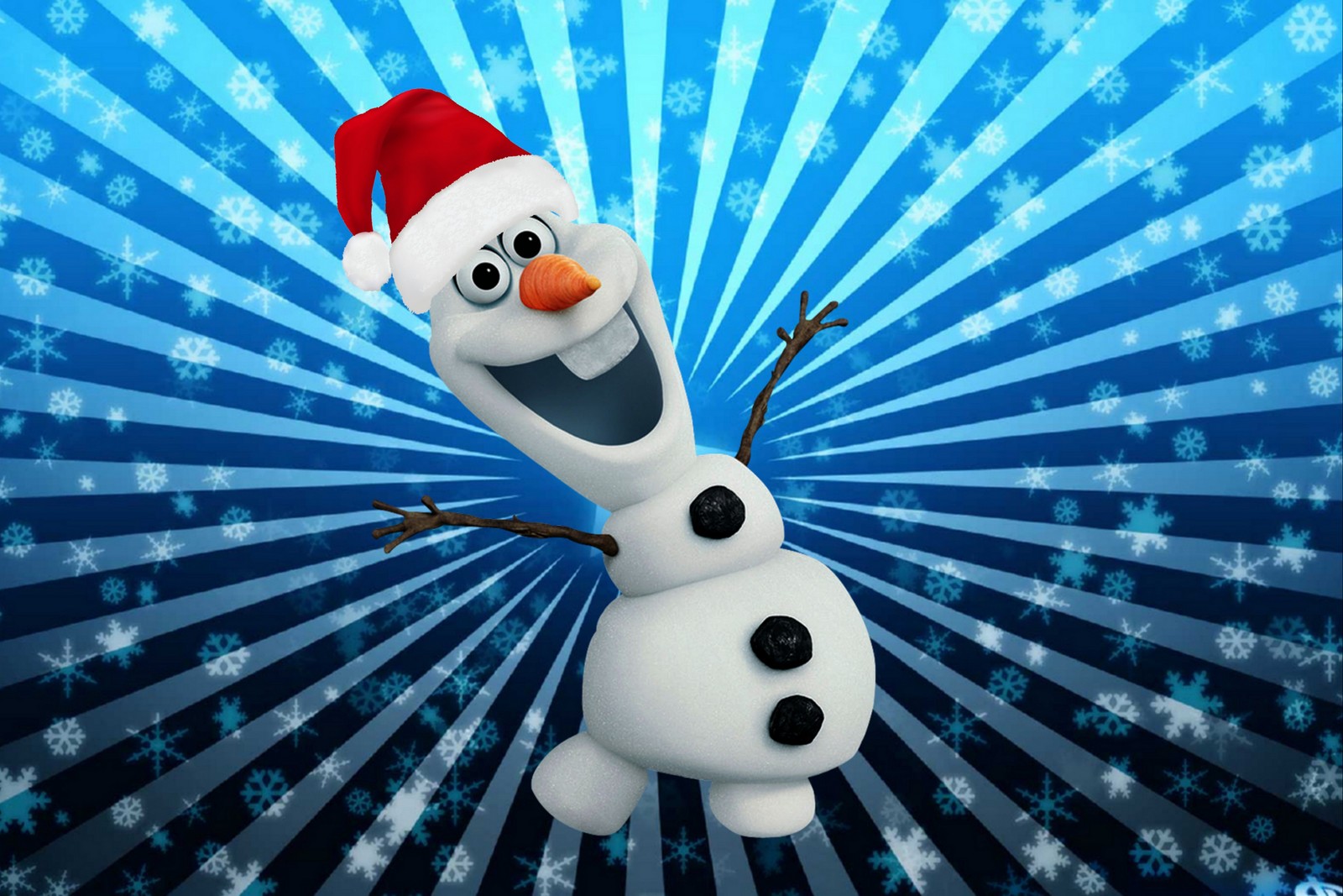 Un gros plan d'un bonhomme de neige avec un chapeau de père noël (frozen, joyeux noël, bonhomme de neige olaf, hiver, noël)