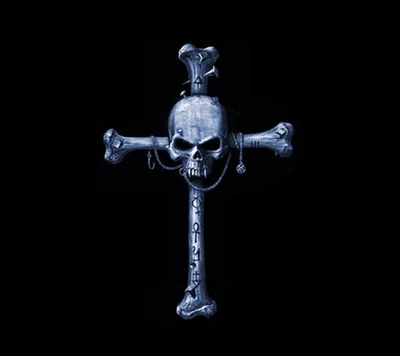 Blauer Totenkopf Kreuz mit komplizierten Details