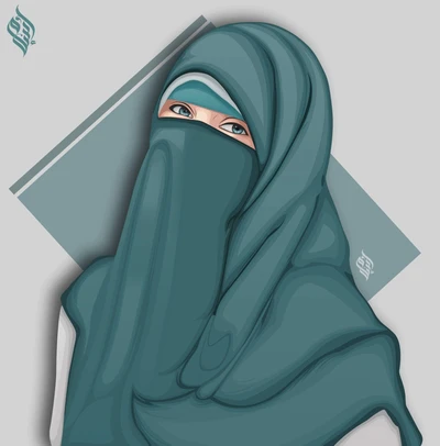 arte, desenho animado, hijab, islão, islam