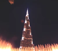 Burj Khalifa: The Tallest Building in Dubai Illuminated at Night