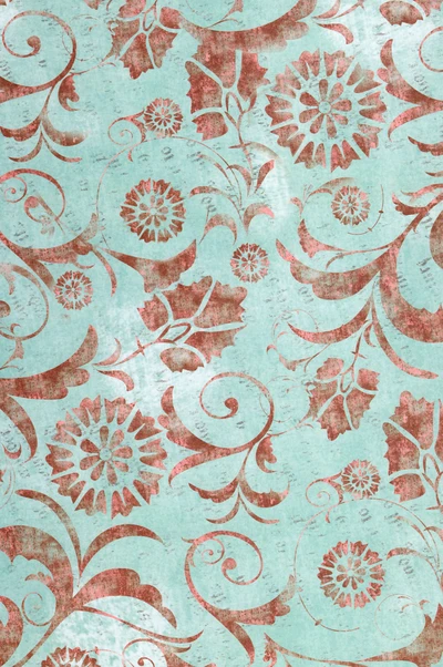 Floral Blue and Red Pattern