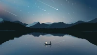 Serene Nachtlandschaft: Eine minimalistische Reise unter einem sternenklaren Himmel