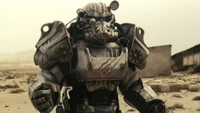 T-60 Power Armor in a Post-Apocalyptic Wasteland