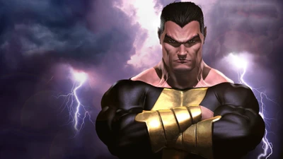 Black Adam : Le puissant anti-héros de DC Comics sous un ciel orageux