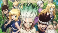 dr stone, anime, senku ishigami, kohaku, kinro wallpaper