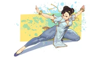 Chun-Li em pose dinâmica da arte de Street Fighter 6