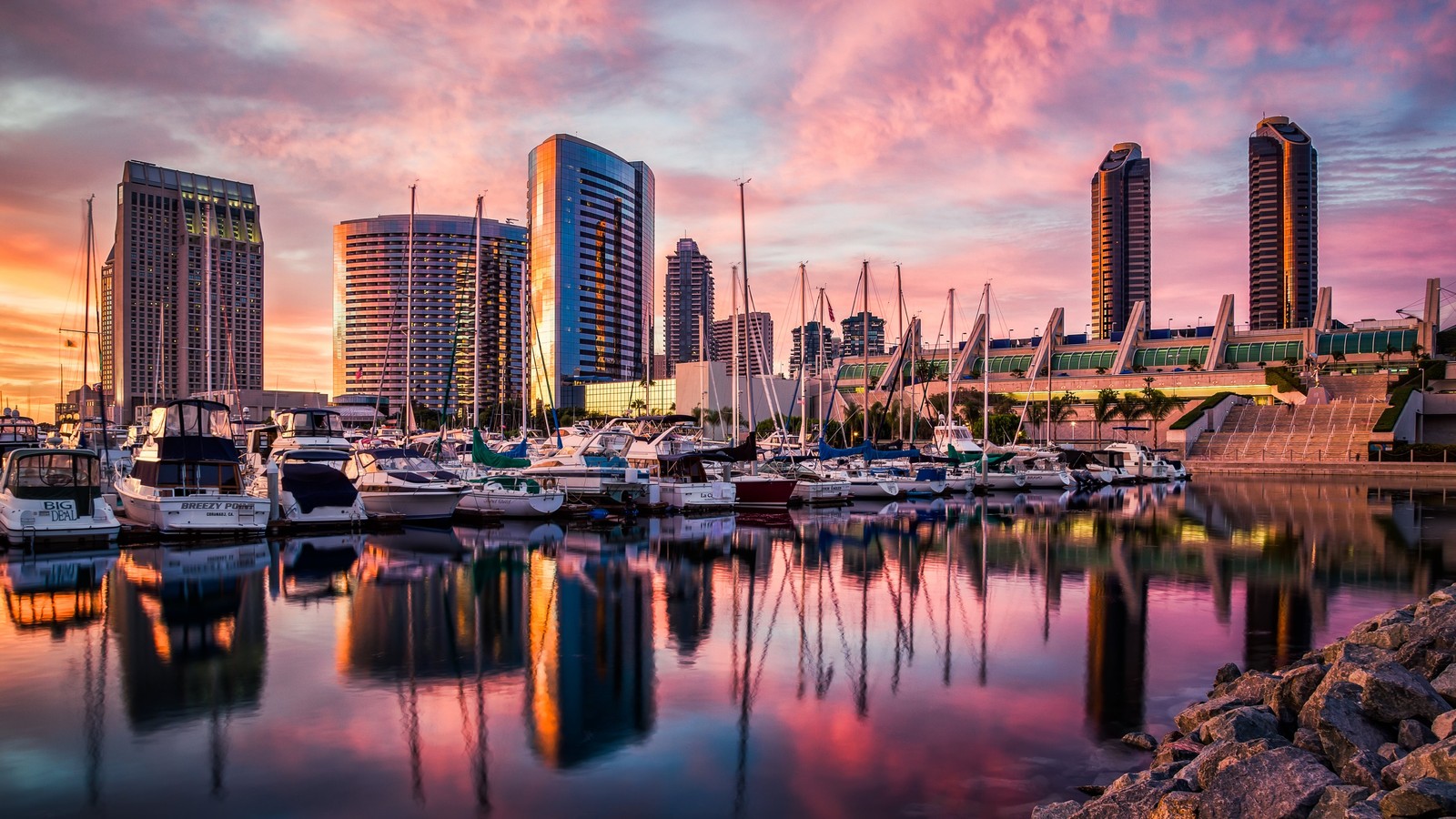 cityscape, city, marina, reflection, skyline wallpaper