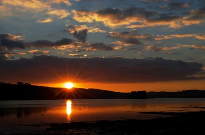 Stunning Sunset Reflection Over Calm Waters