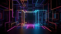 Colorful Neon Labyrinth in Dark Aesthetic