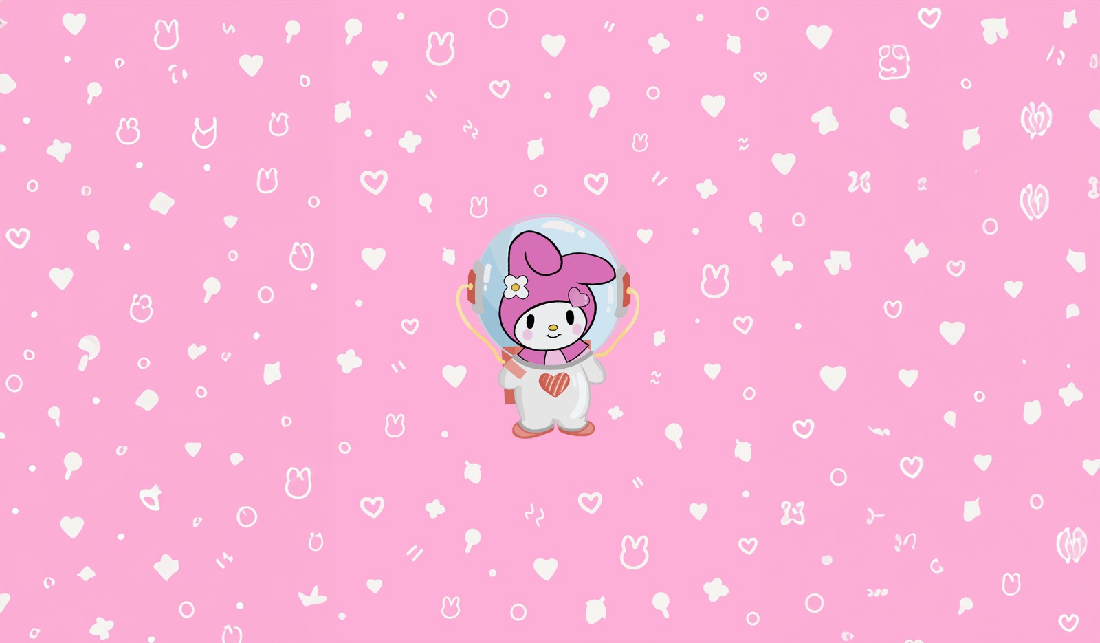 Un primer plano de un fondo rosa con un personaje de dibujos animados (my melody, 5k, fondo rosa, sanrio, lindo)