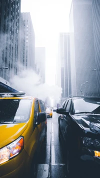 Urban Traffic at Rockefeller Center: A Glimpse of New York's Skyscrapers