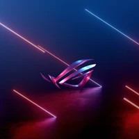 Logo de Asus ROG con efectos visuales de neón en magenta y azul eléctrico