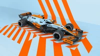 McLaren MCL35M: Элегантный автомобиль Формулы-1 в динамичном оранжевом и белом дизайне