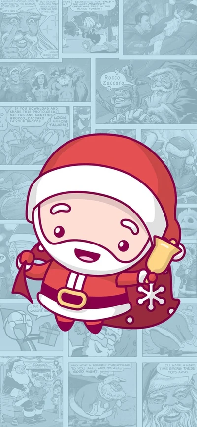 papai noel, natal, chibi, ano novo, kawaii